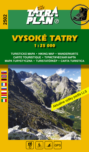 TM 2502 Vysoké Tatry 1:25 000 - SK; prvá turistická mapa s presnými výškami štítov
