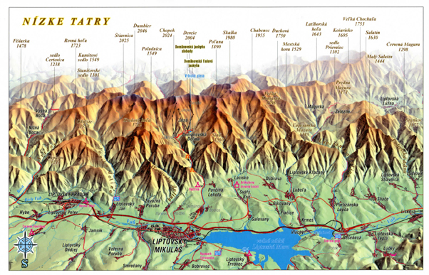 mapa nízké tatry Pohľadnica 13 Nízke Tatry   sever 21 x 13,6   Panoramatické  mapa nízké tatry