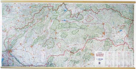 Automapa Slovenska 1:250 000, 173 x 89 cm, lamino, lišta