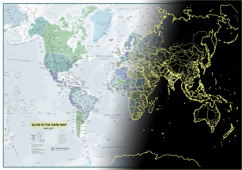 Svet, svietiaca mapa, 85x60cm, 1:44 000 000