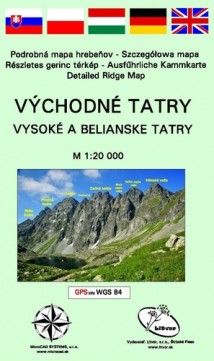 Podrobná mapa hrebeňov Vysoké a Belianske Tatry 1:20 000