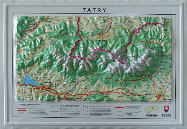 Reliéfna mapa Tatry 1:200 000
